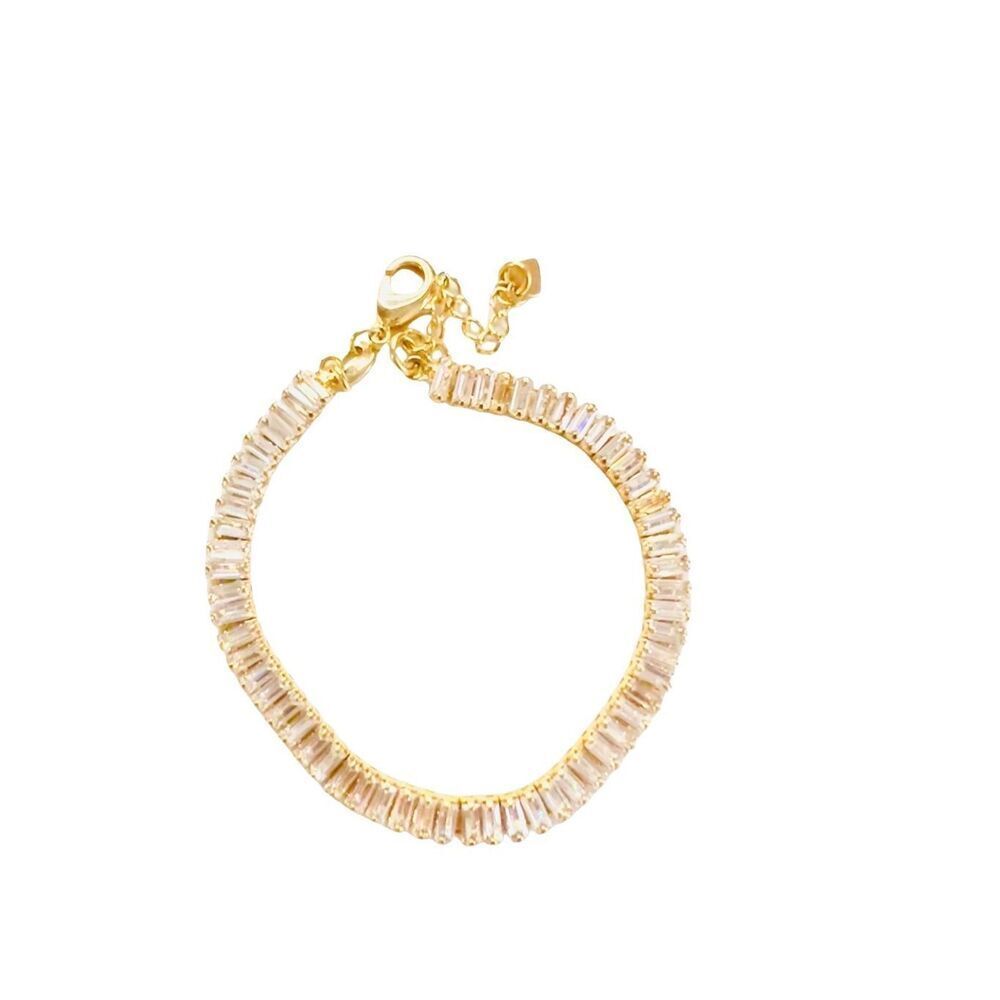 Baguette CZ Diamond Gold Filled Tennis bracelet/anklet non tarnish adjustable